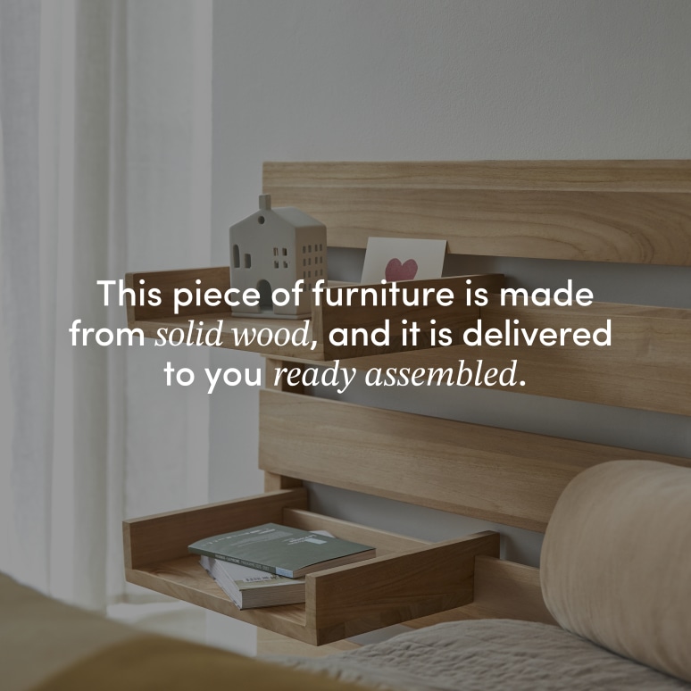 Urbain - Solid Teak California King Size Headboard with 4 shelves