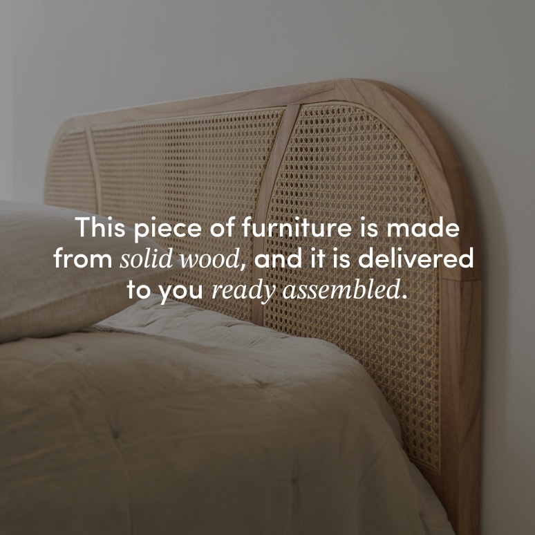 Billie - ﻿Solid Mindi and Canework Queen Size Headboard