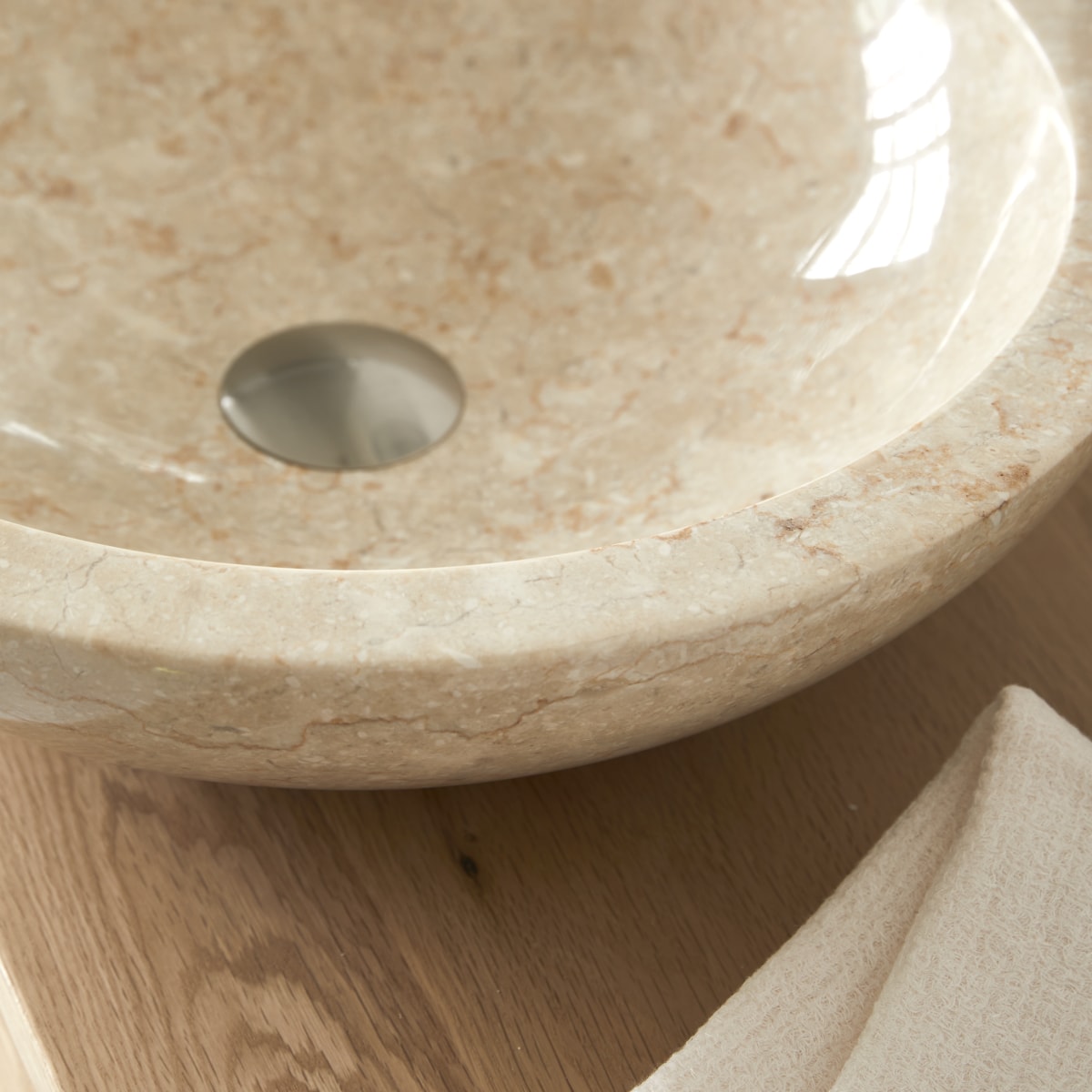 Calypso - Waschbecken aus Marmor cream ∅ 43cm