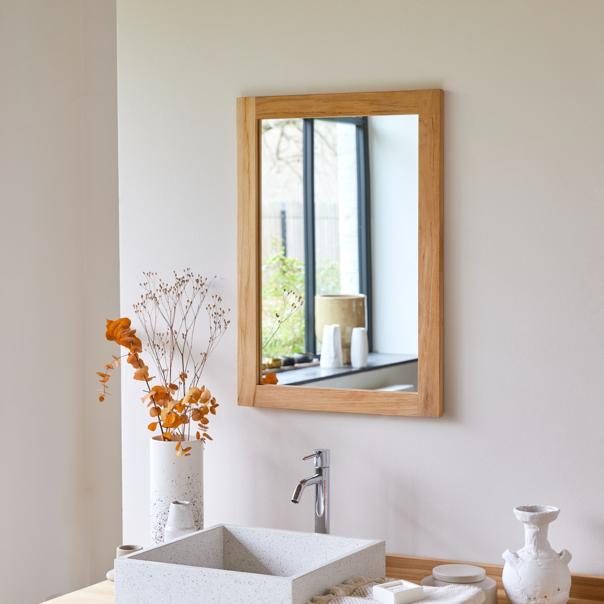 Bahya - Solid teak mirror 70x50 cm