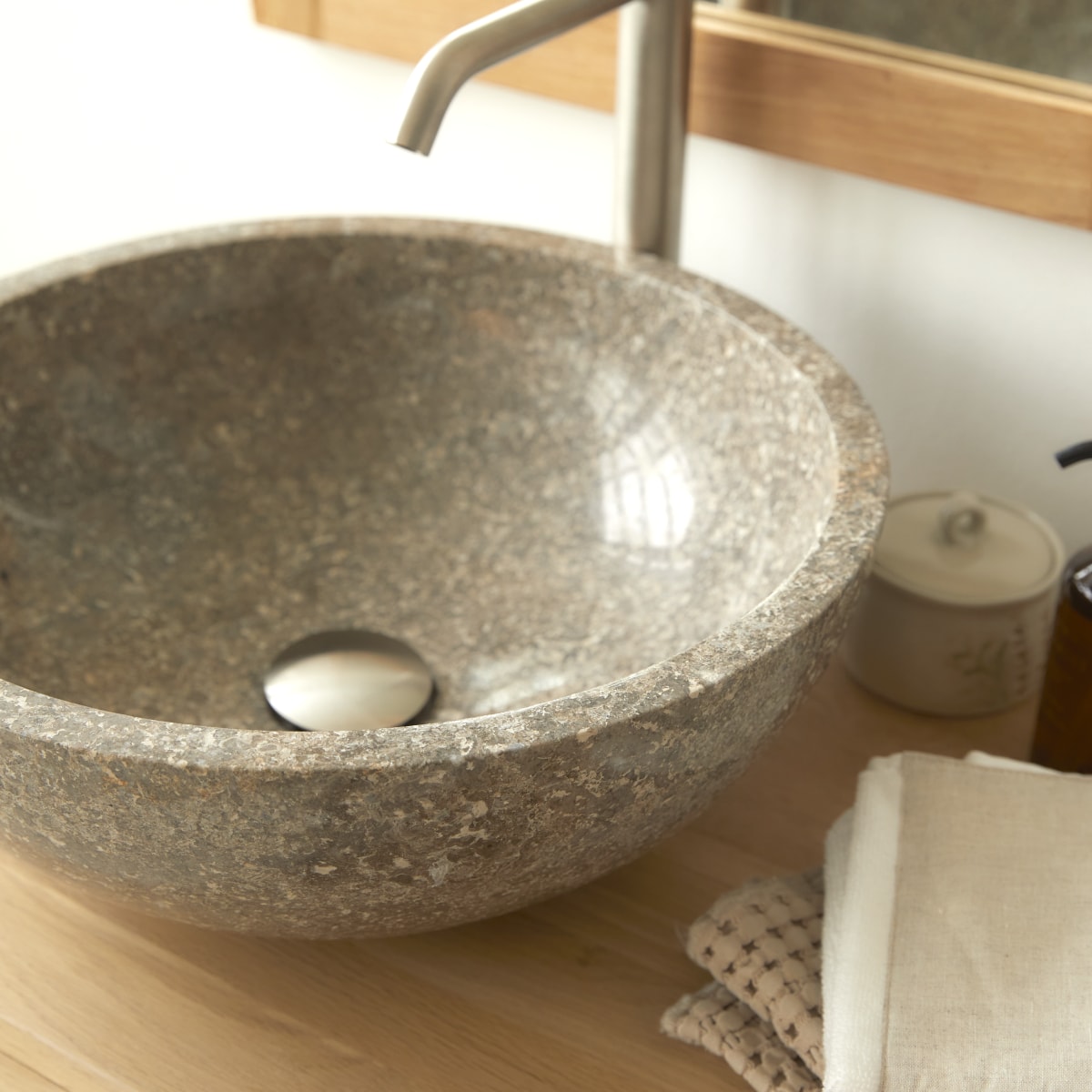 Ibyza - Marmeren waskom in grey ∅ 40 cm