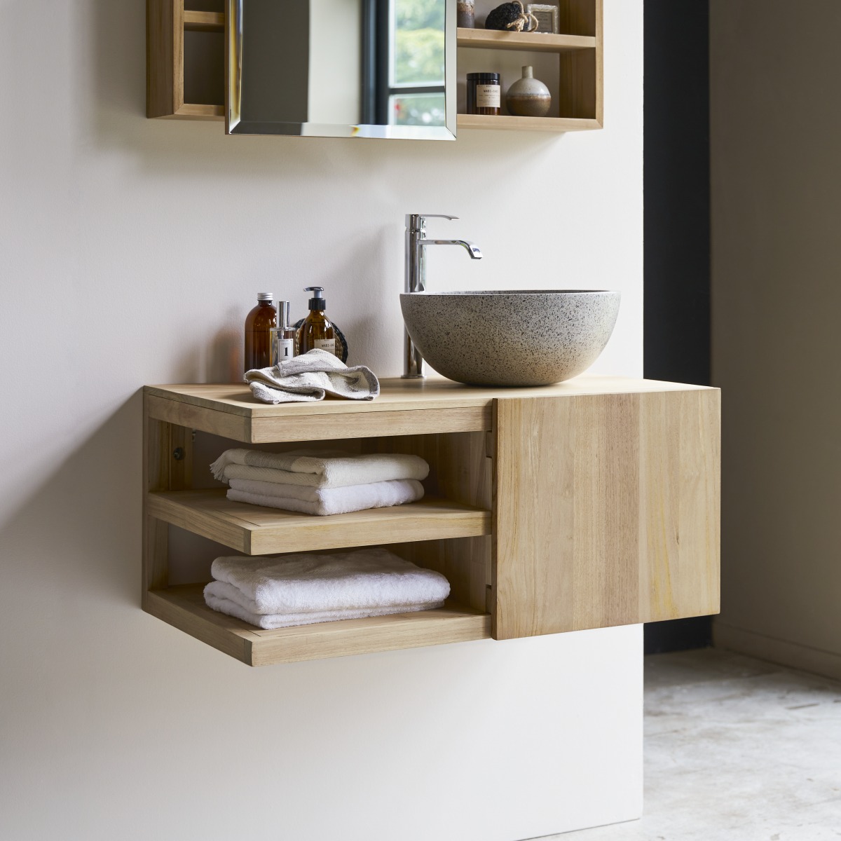 Typo - Waschtischunterschrank aus massivem Teakholz 90 cm