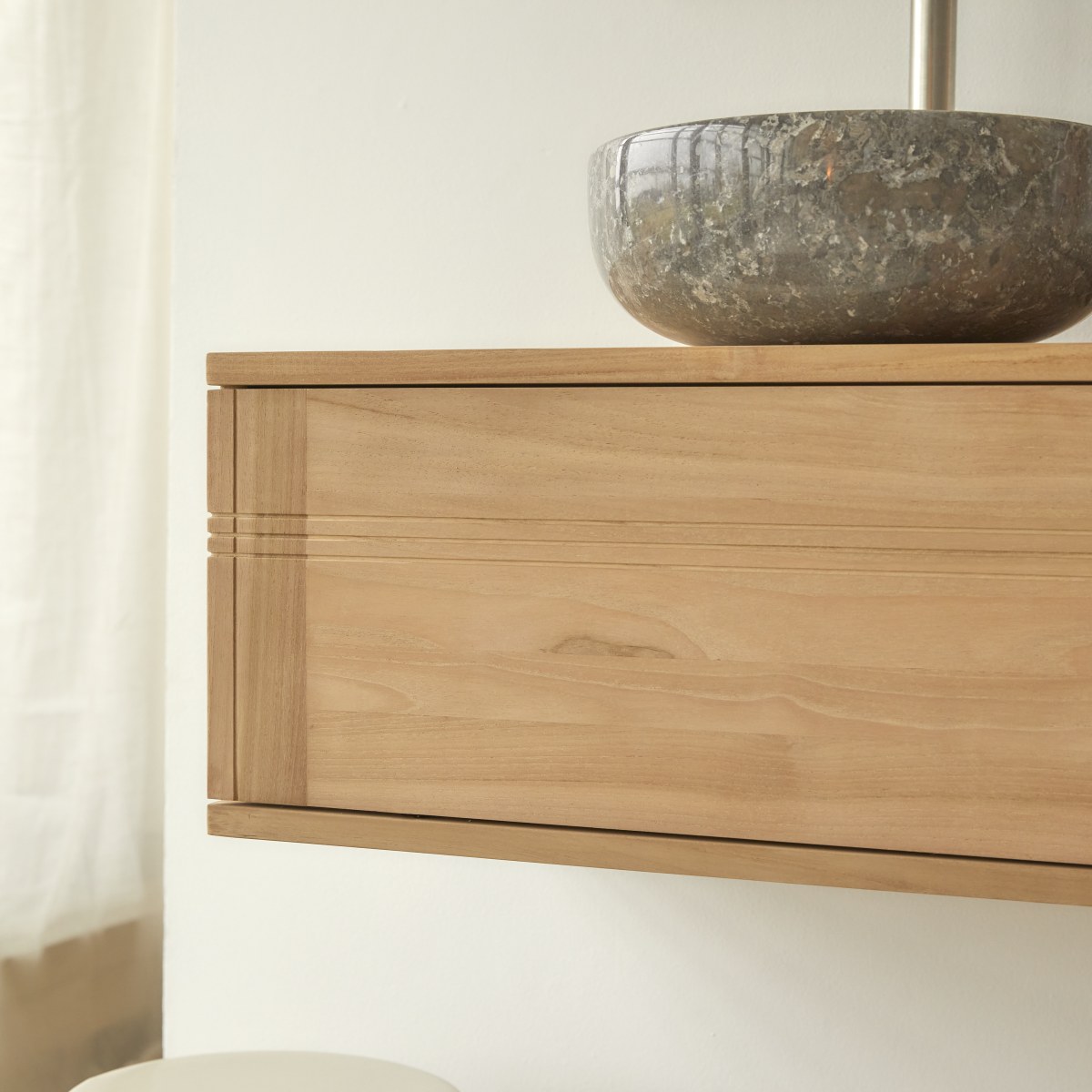 Basic - Waschtischunterschrank aus massivem Teakholz 80 cm