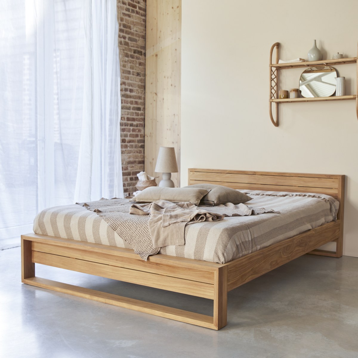 Minimalys - Cama de teca maciza de 160 cm x 200 cm
