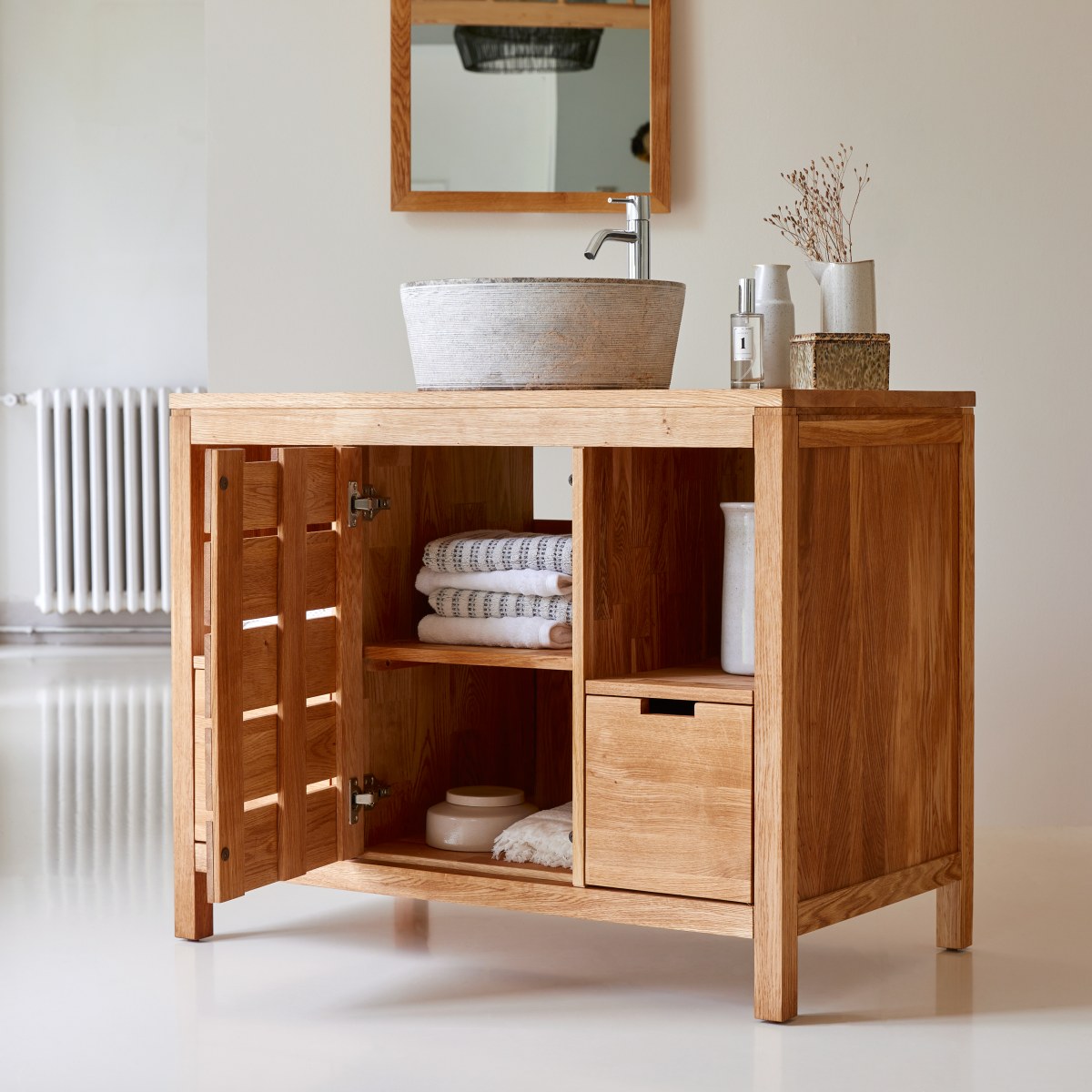 Serena - Waschtischunterschrank aus massiver Eiche 100 cm