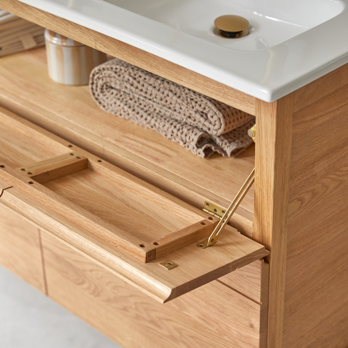 Easy - Badezimmermöbel aus massiver Eiche und Keramik 120 cm