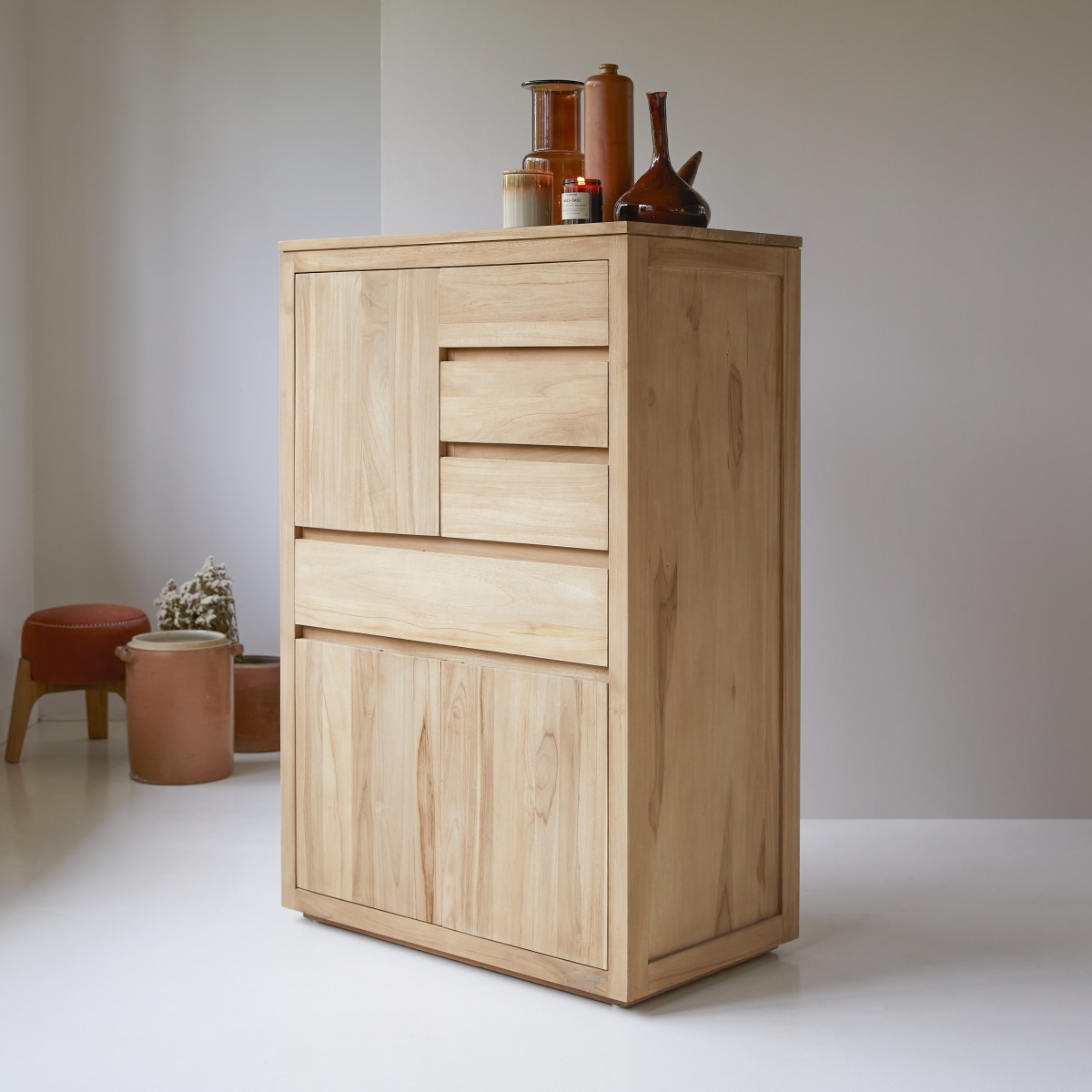 Paulo - Anrichte aus massivem Teakholz 80 cm