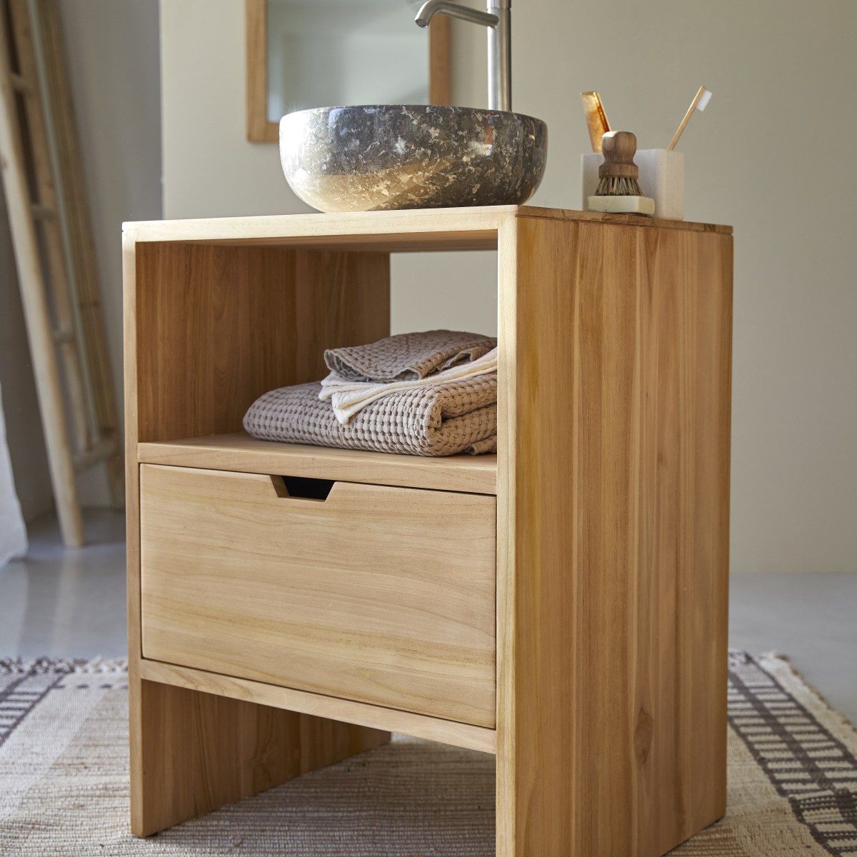 Kwarto - Waschtischunterschrank aus massivem Teakholz 60 cm