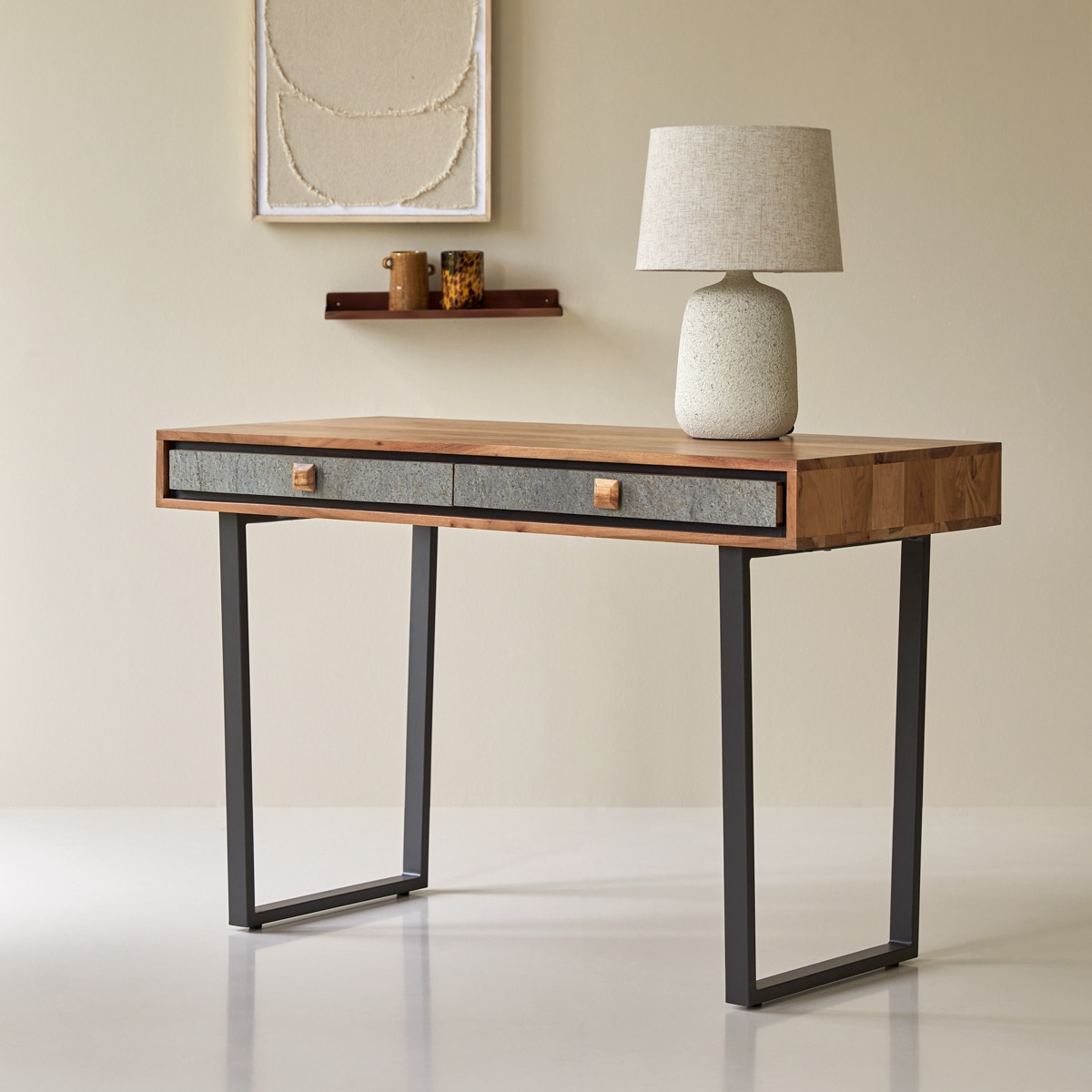 Temis - Escritorio de madera de acacia maciza