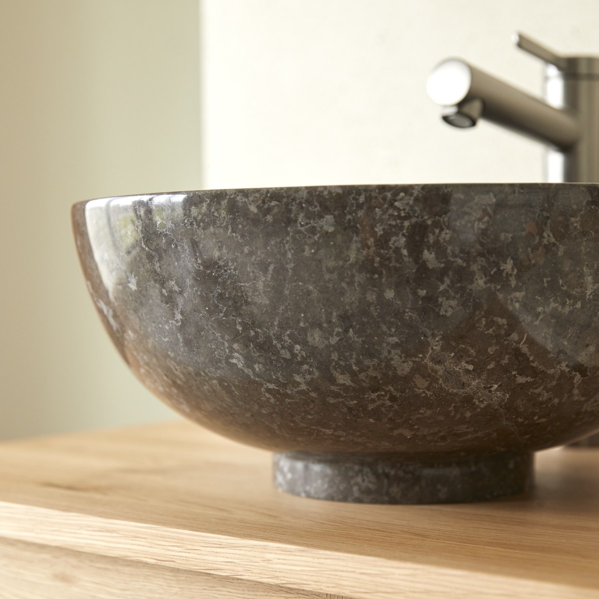 Bahya - Vasque ronde en marbre grey ∅ 35 cm