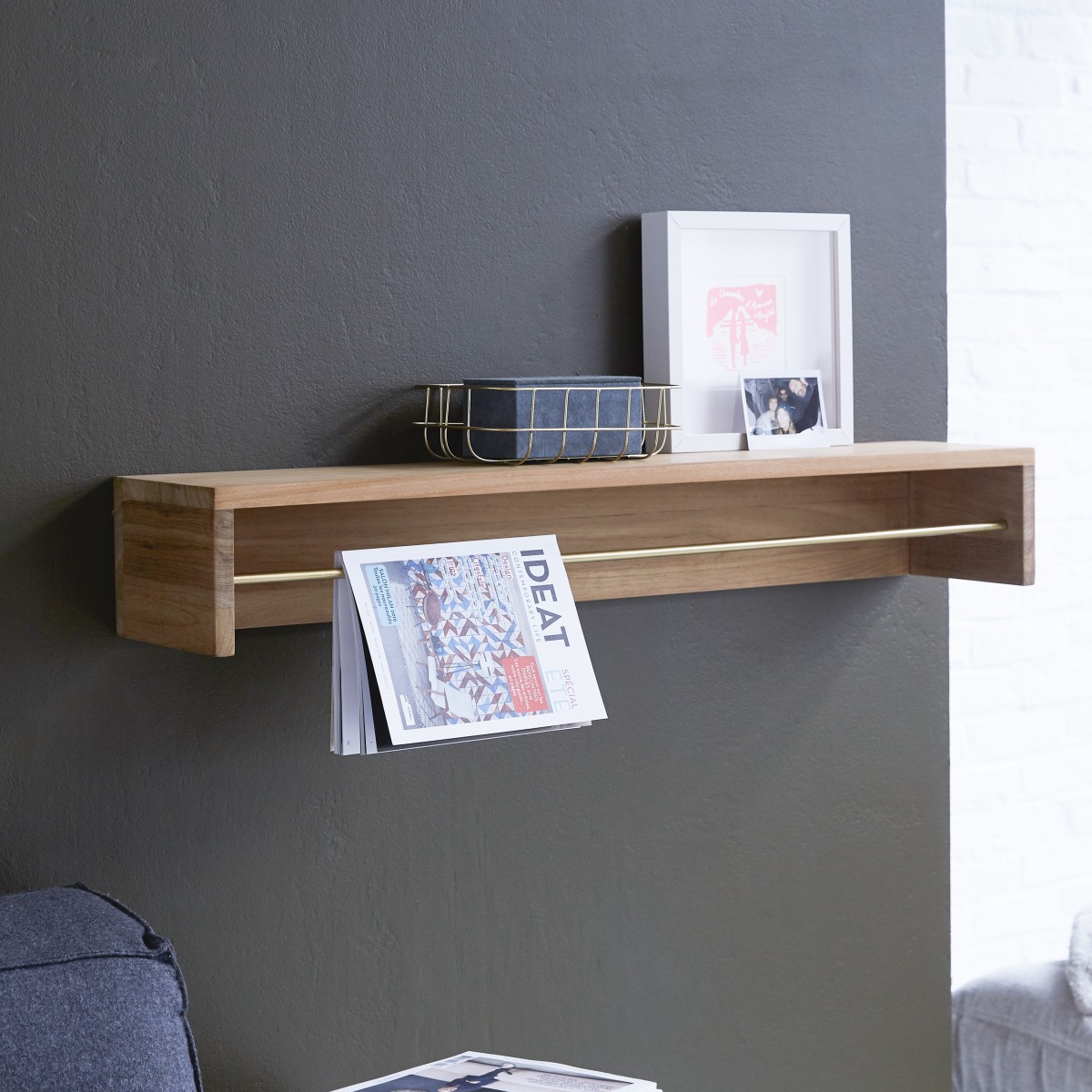 Sasha - Wandregal aus massivem Teak 100 cm