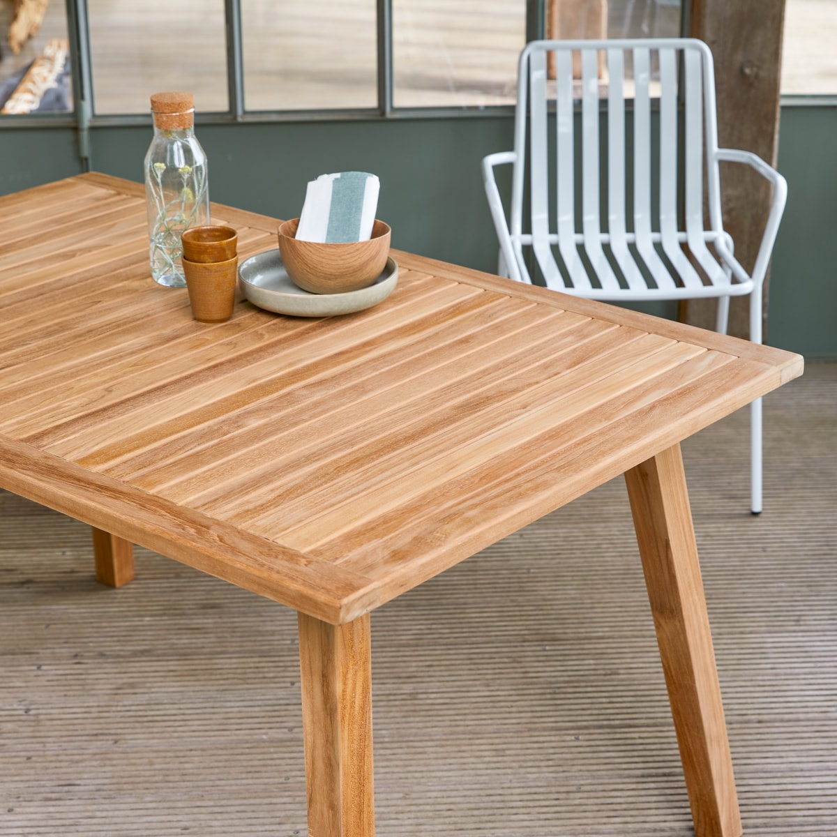 Pamoa - Mesa de jardín de teca maciza para 4/6 personas