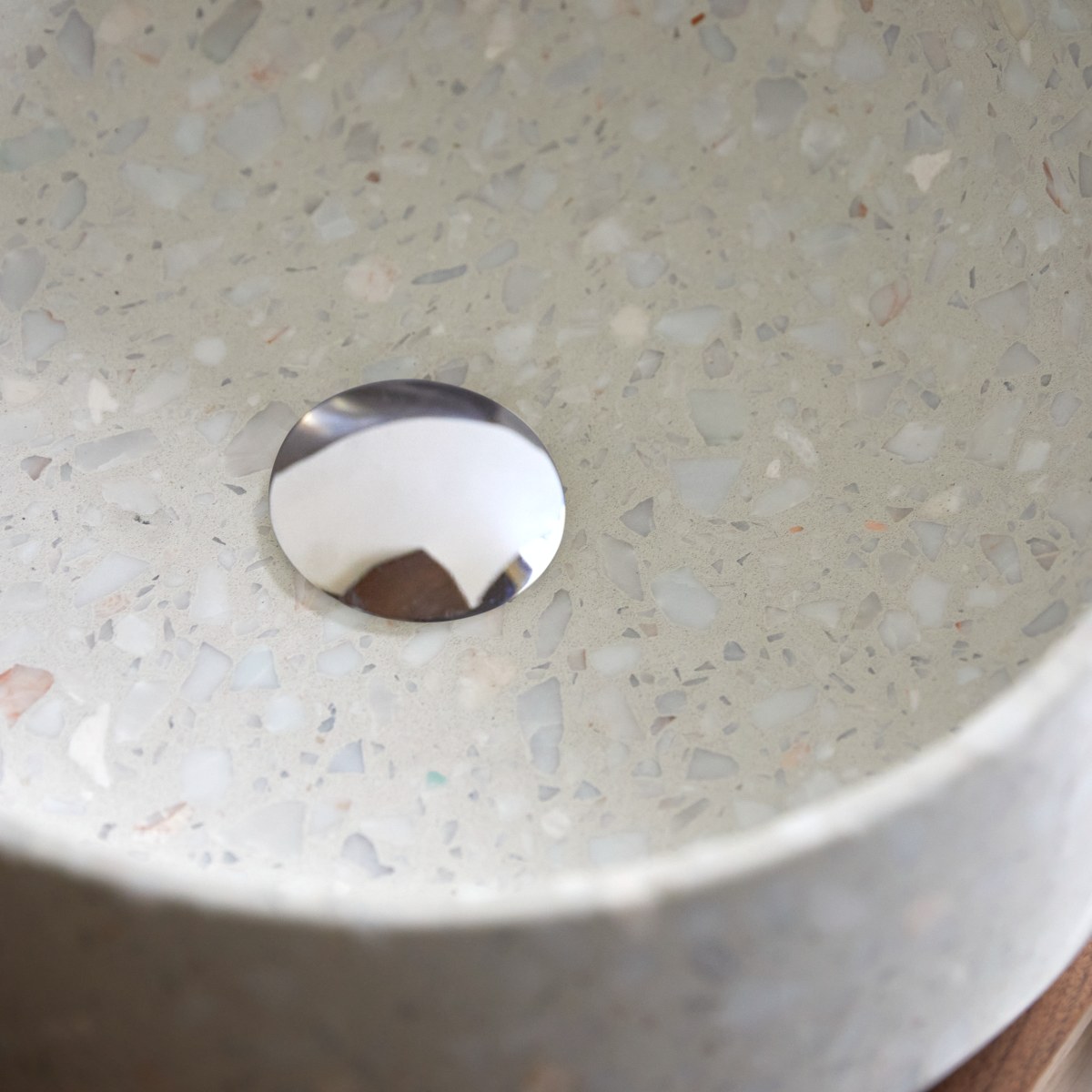 Milos - Rundes Waschbecken aus Premium-Terrazzo Moon ∅ 40 cm