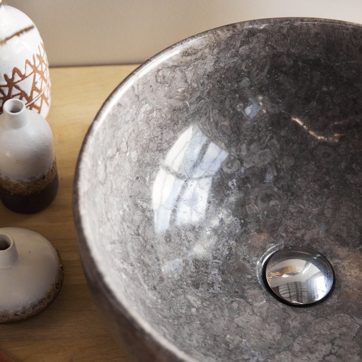 Mia - Lavabo in marmo light grey ∅ 40 cm