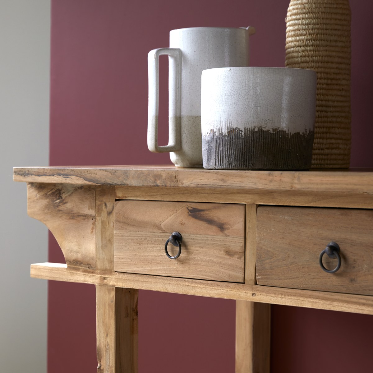 Junie - Console table in reclaimed solid teak