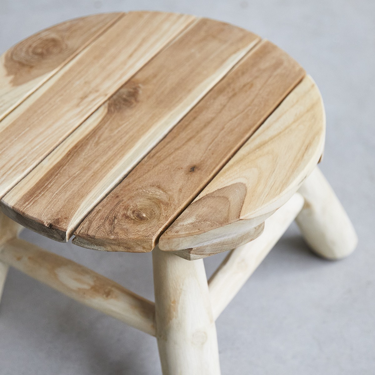 Kilim - Deko-Hocker aus massivem Teak