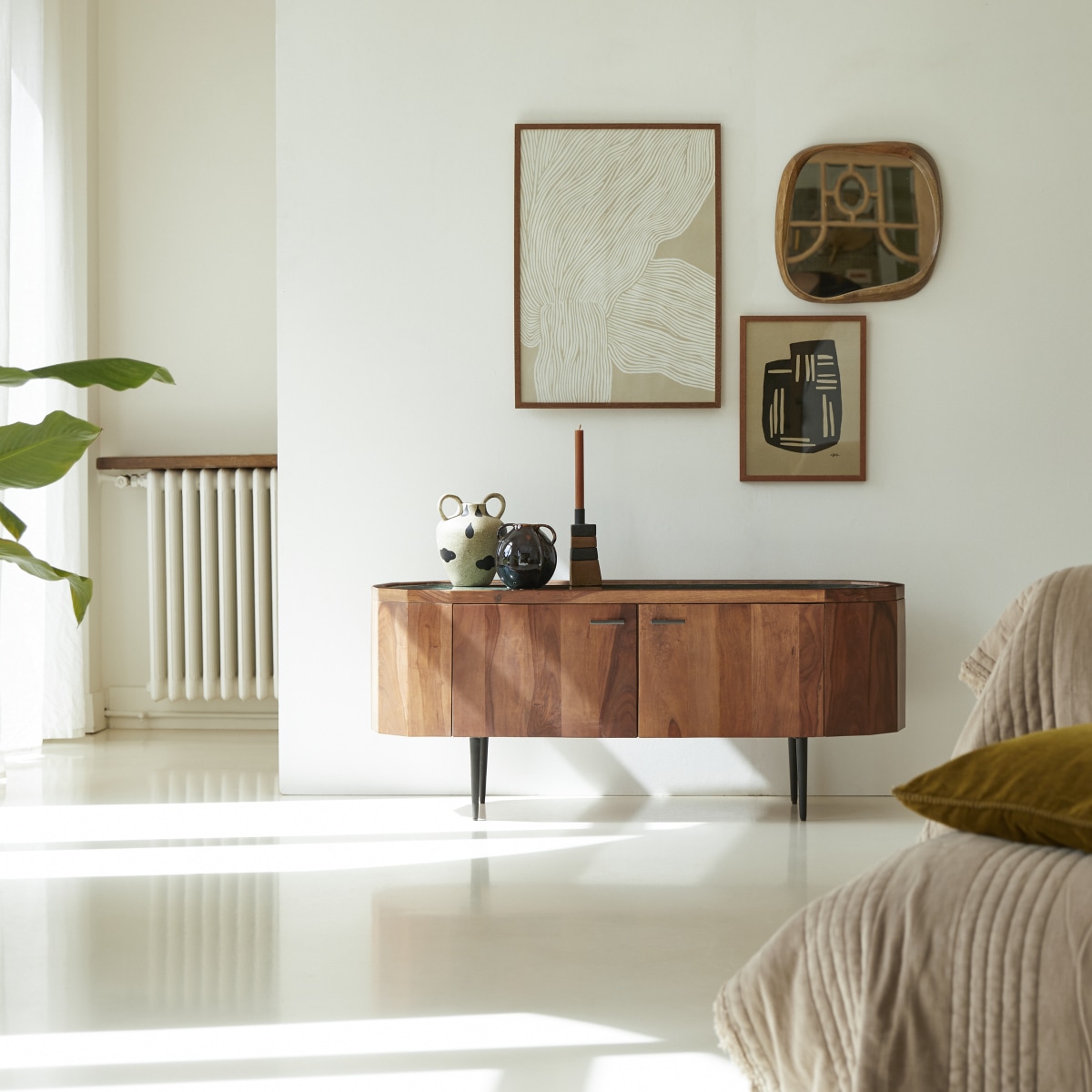 Jade - TV Schrank aus massivem Palisanderholz und Marmor 130 cm