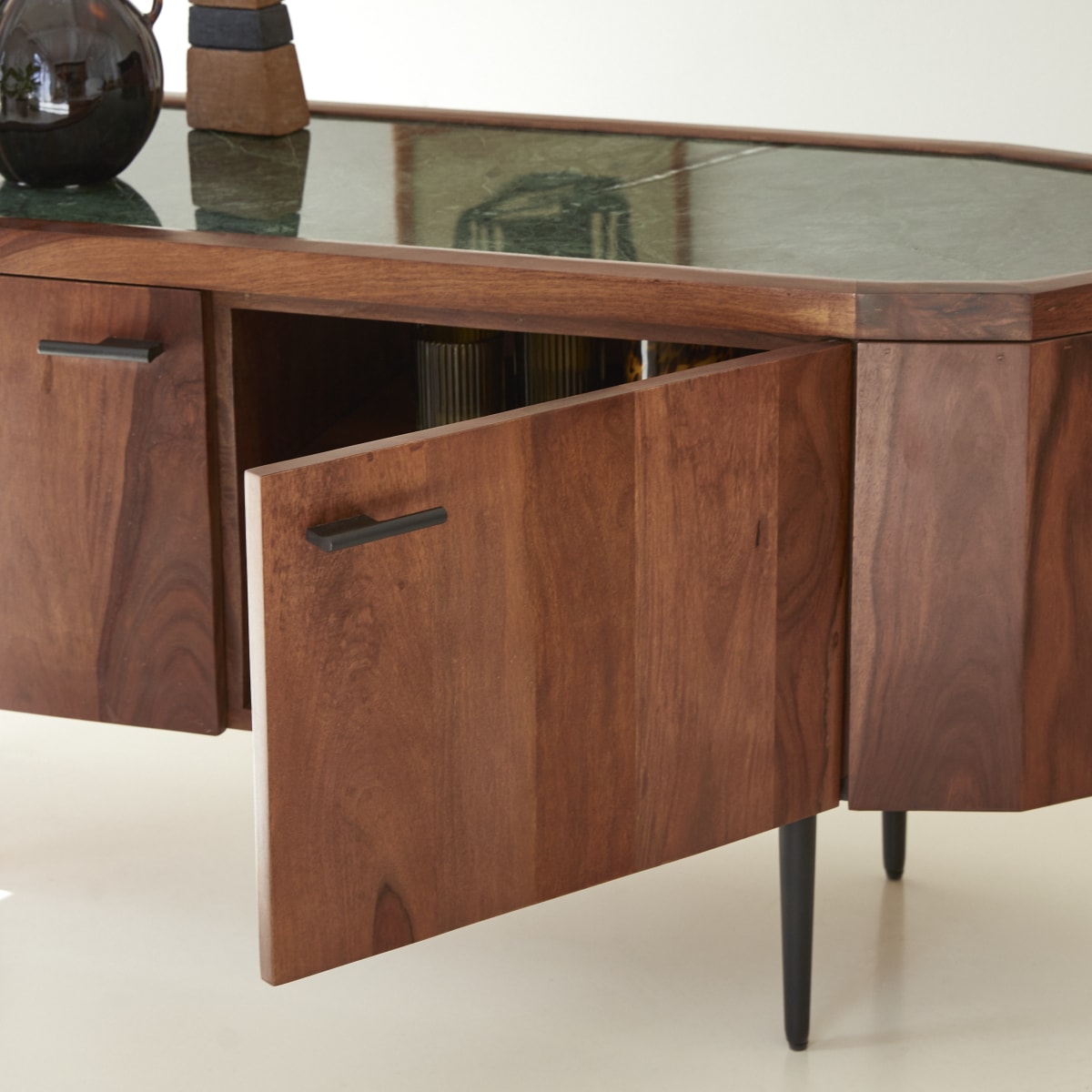 Jade - TV Schrank aus massivem Palisanderholz und Marmor 130 cm