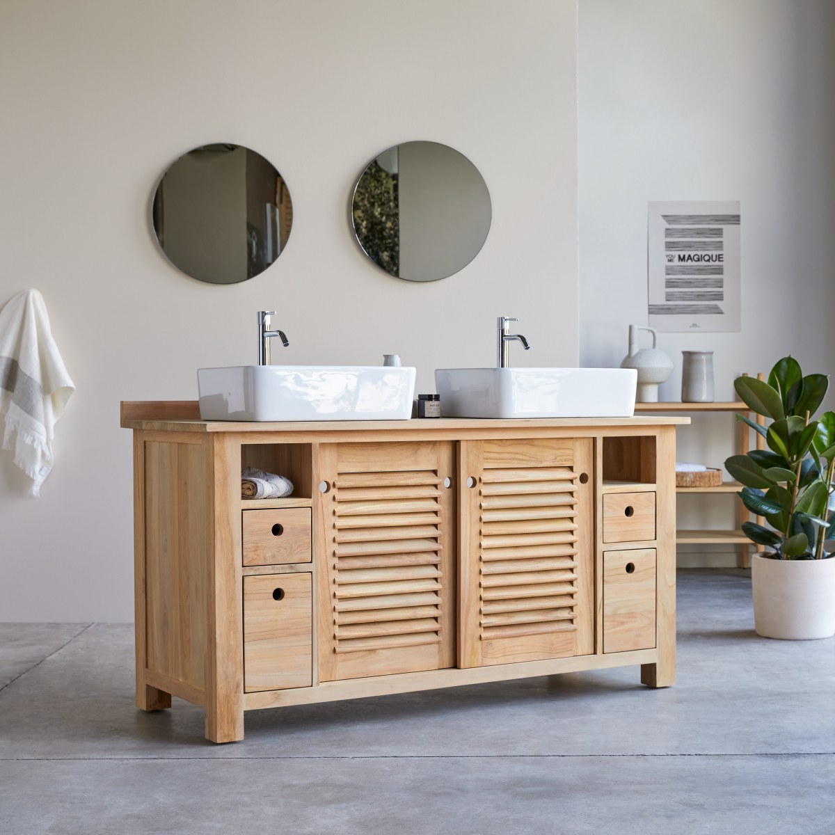 Coline - Badunterschrank aus Teak 145
