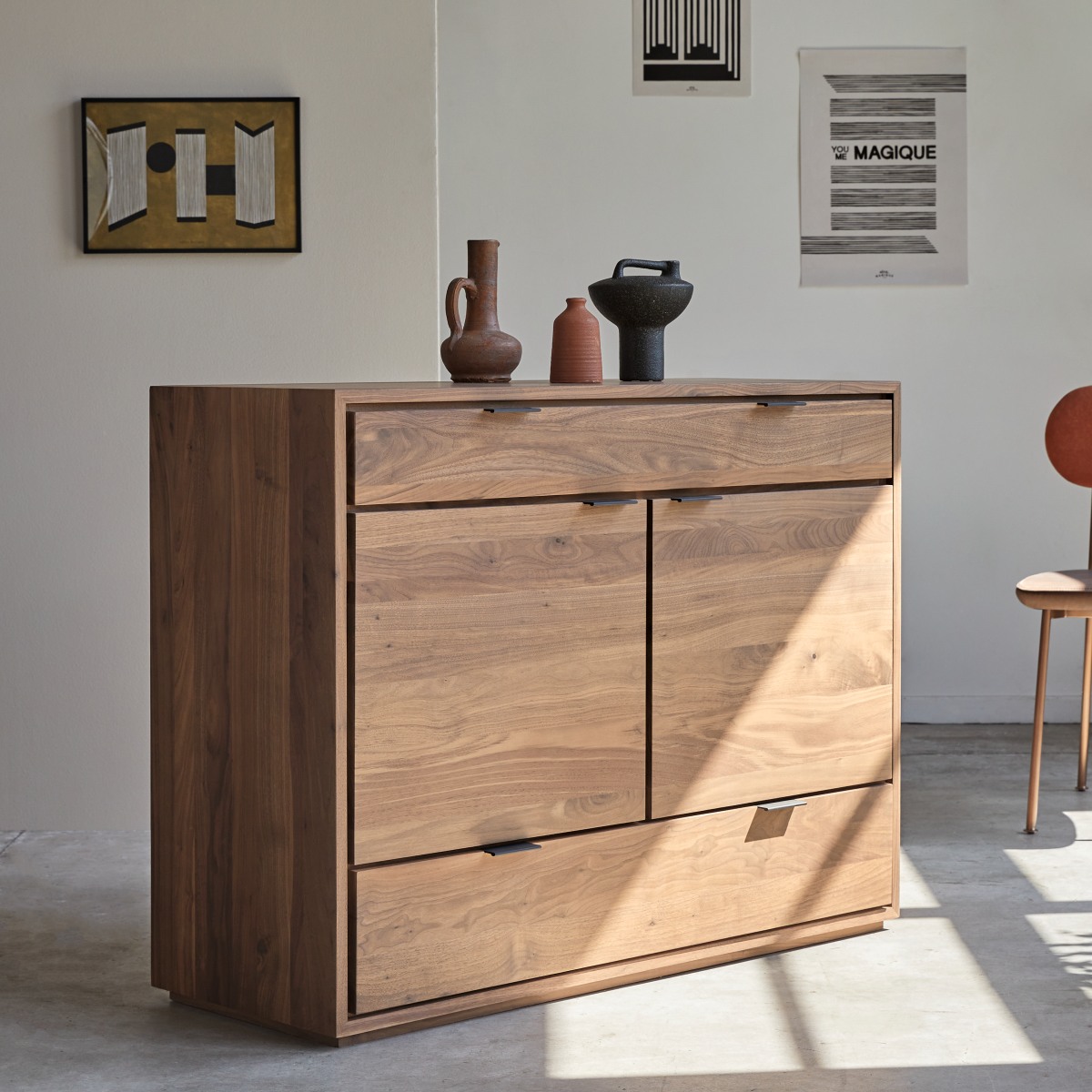 Senson - Sideboard aus massivem Nussbaum 120 cm