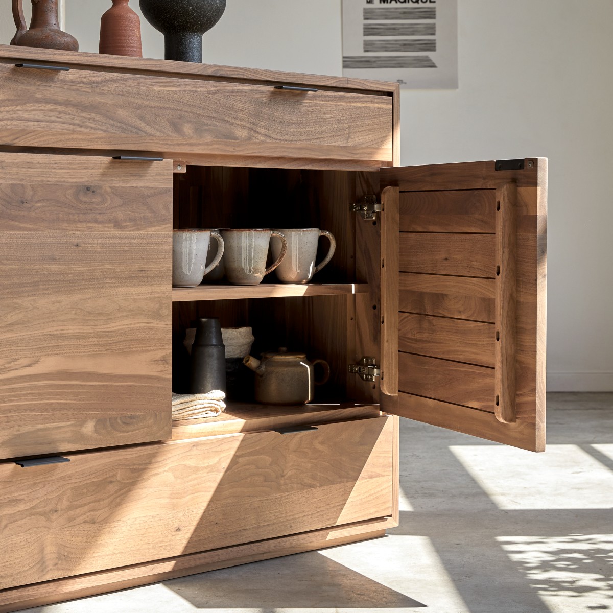 Senson - Sideboard aus massivem Nussbaum 120 cm