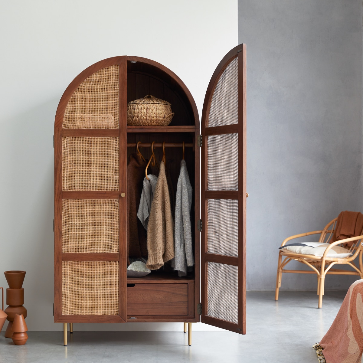 Lisbeth - Elm and cane cabinet