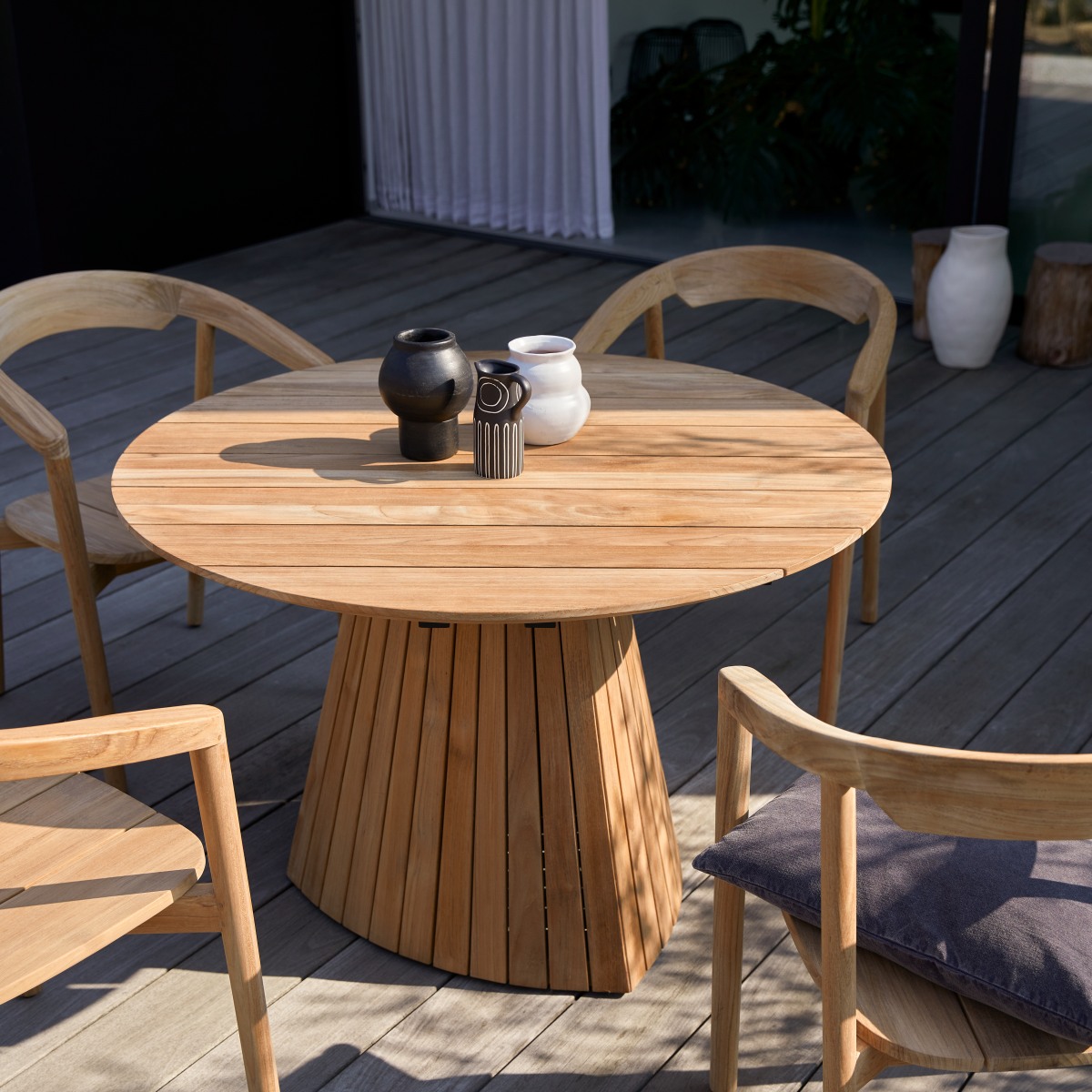 Paloma - Runder Gartentisch aus massivem Teakholz 6 Pers.