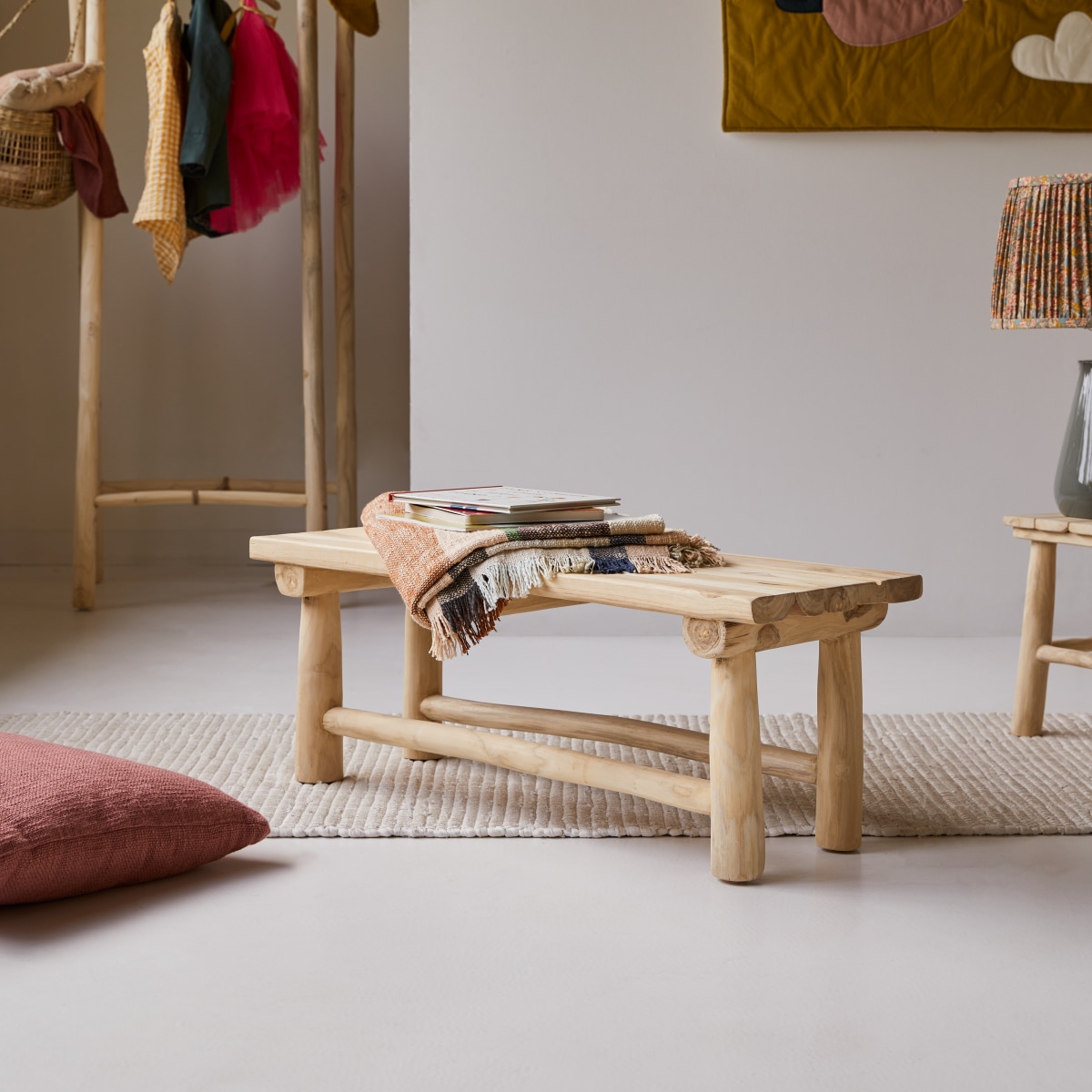 Kilim - Kinder-Dekobank aus massivem Teak