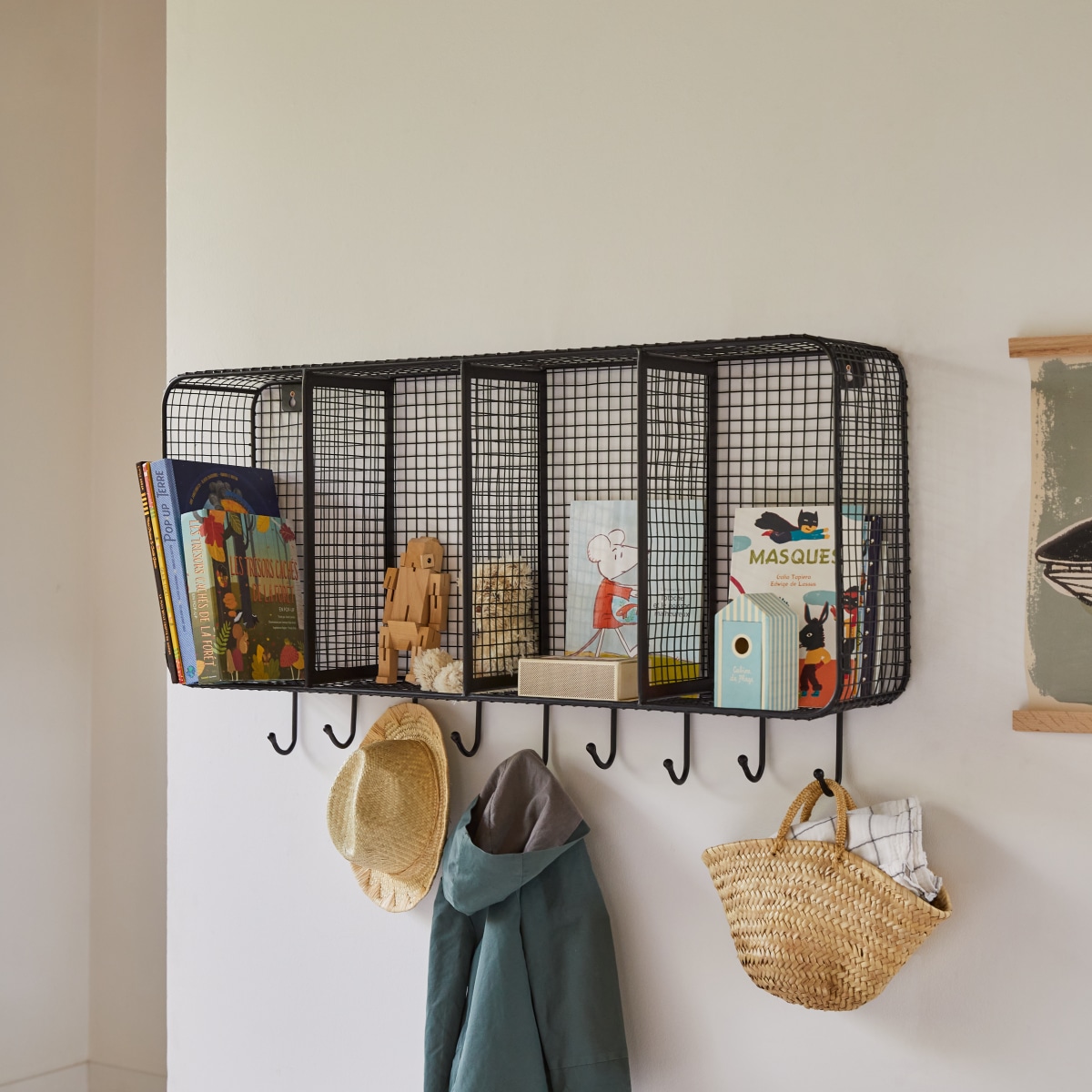 Sona - Rechteckige Kinder-Wandgarderobe aus Metall