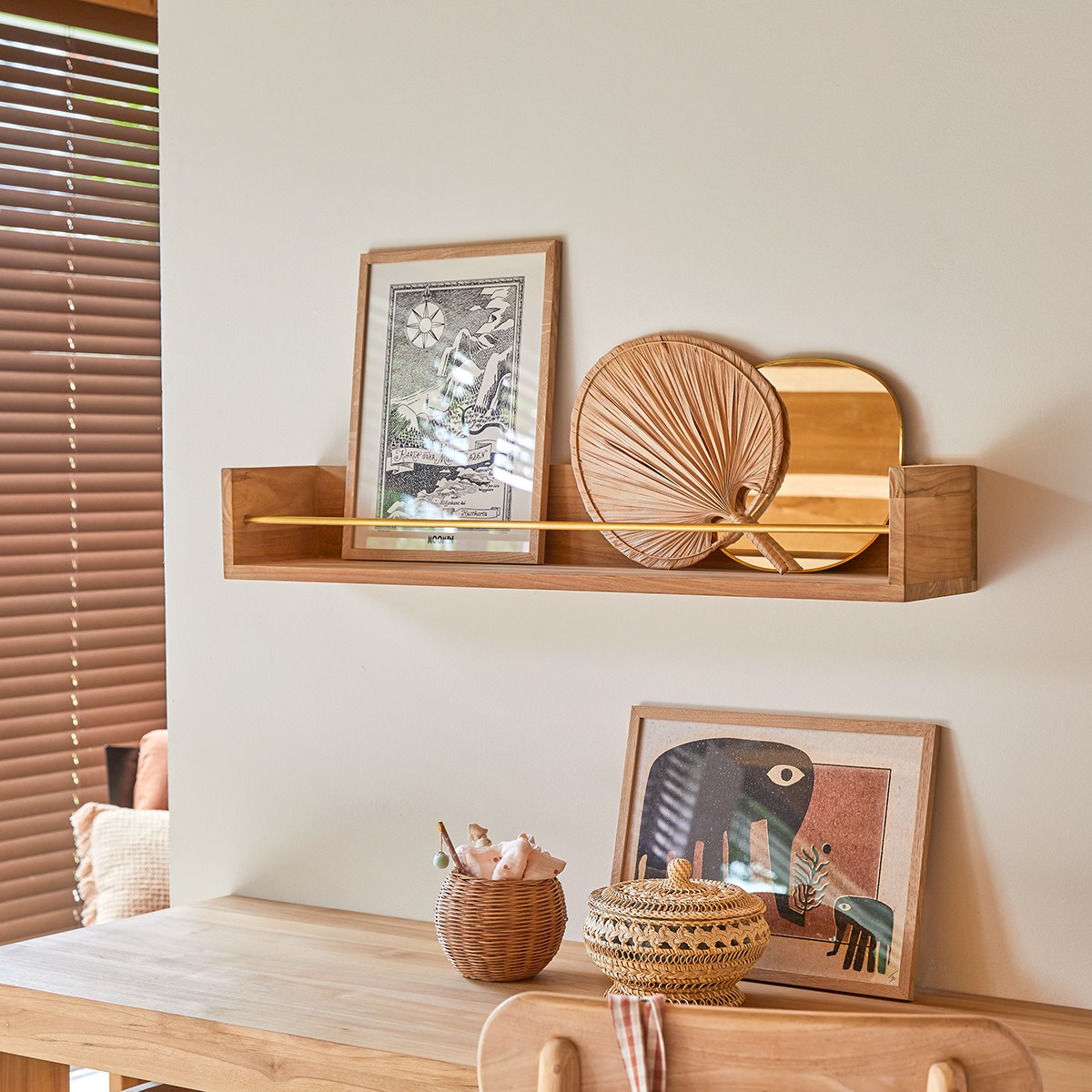 Sasha - Wandregal aus Teak massiv für Kinder 100 cm