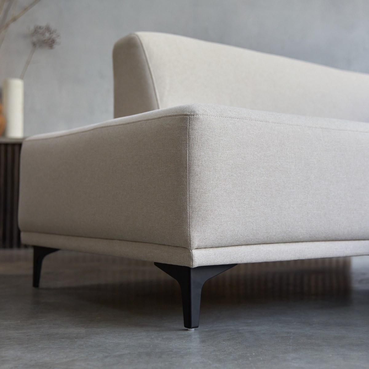Lars - Sofa mit Ecke links und ecrufarbenem Stoffbezug 295 x 185 cm ,5-Sitzer