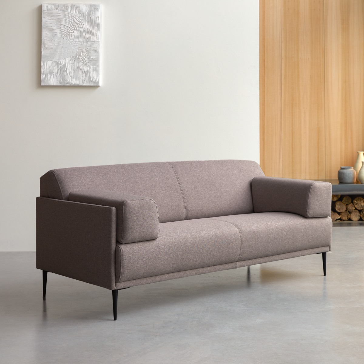 Finn - 3-Sitzer-Sofa mit maulwurfsgrau Stoffbezug