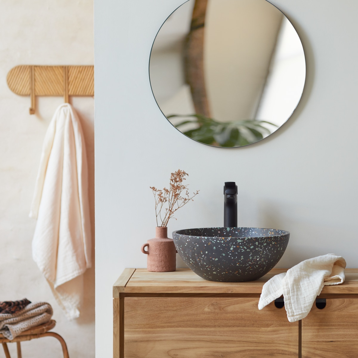 Micha - Rundes Waschbecken aus Terrazzo Konfetti ∅ 36 cm