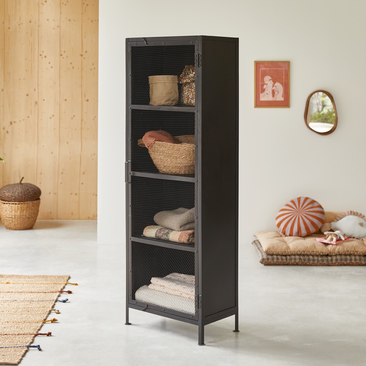 Alma - Kinderschrank aus Metall in Gitteroptik