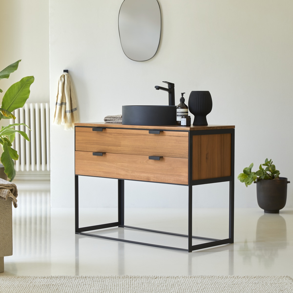 Urban - Waschtischunterschrank aus massiver Akazie 100 cm