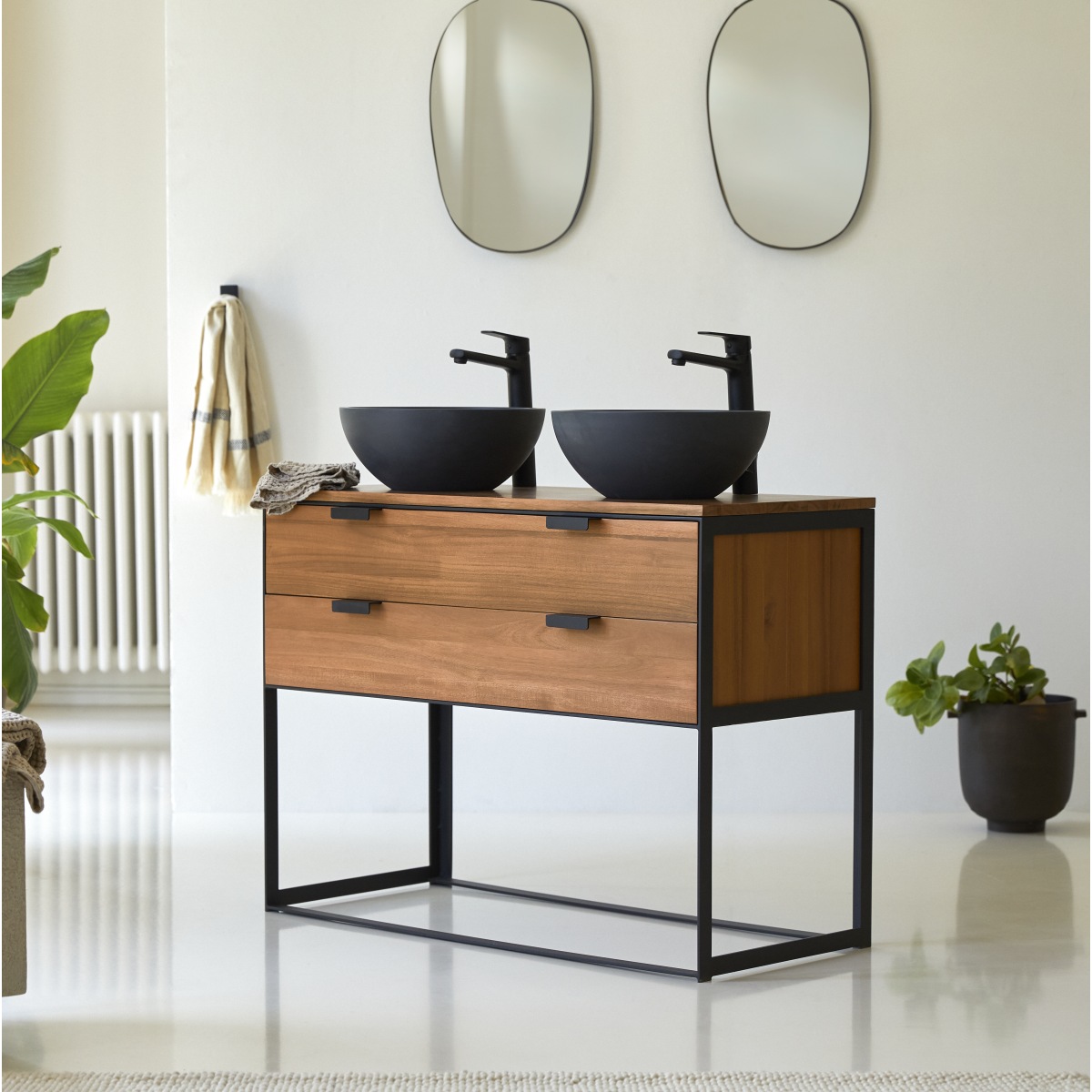 Urban - Waschtischunterschrank aus massiver Akazie 100 cm