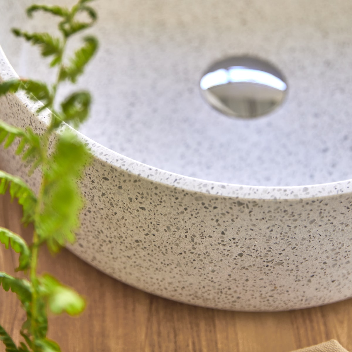 Milos - Rundes Waschbecken aus Premium-Terrazzo White ∅ 40 cm