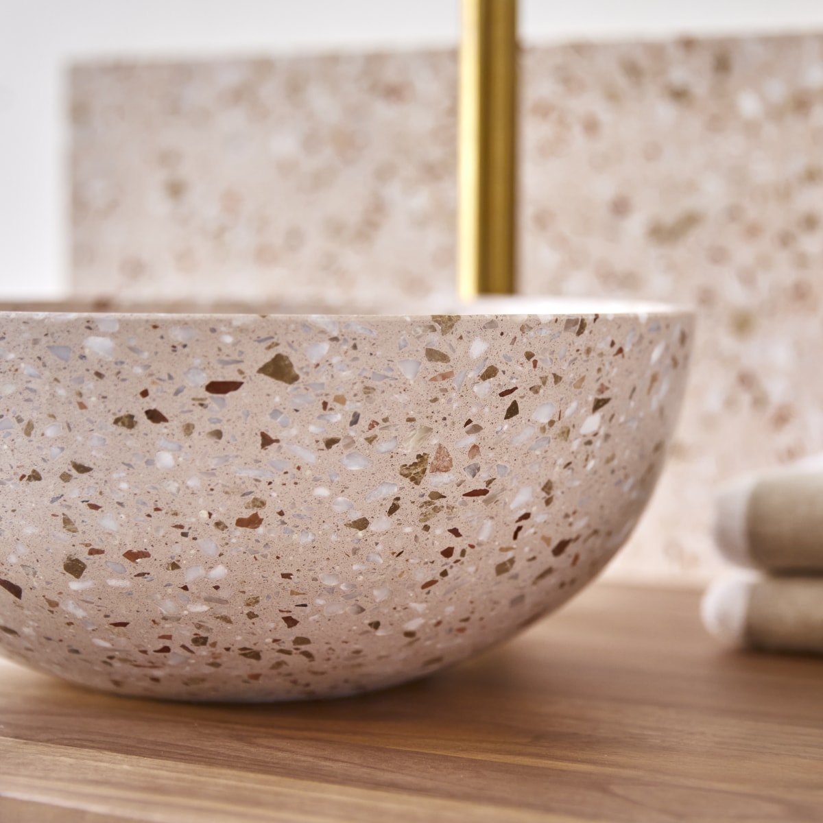 Elea - Vasque ronde en terrazzo premium pink ∅ 32 cm