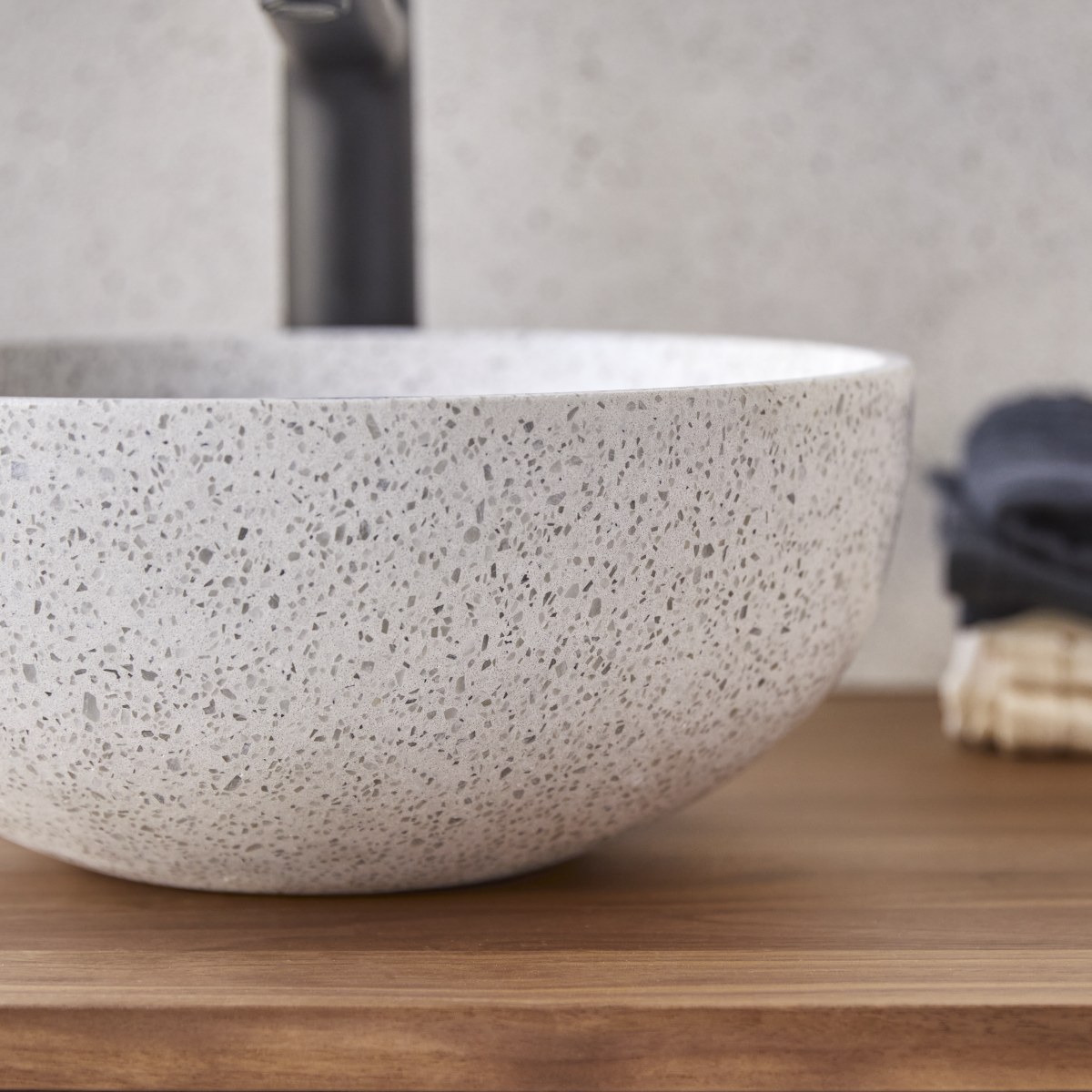 Elea - Rundes weißes Waschbecken aus Premium-Terrazzo ∅ 32 cm