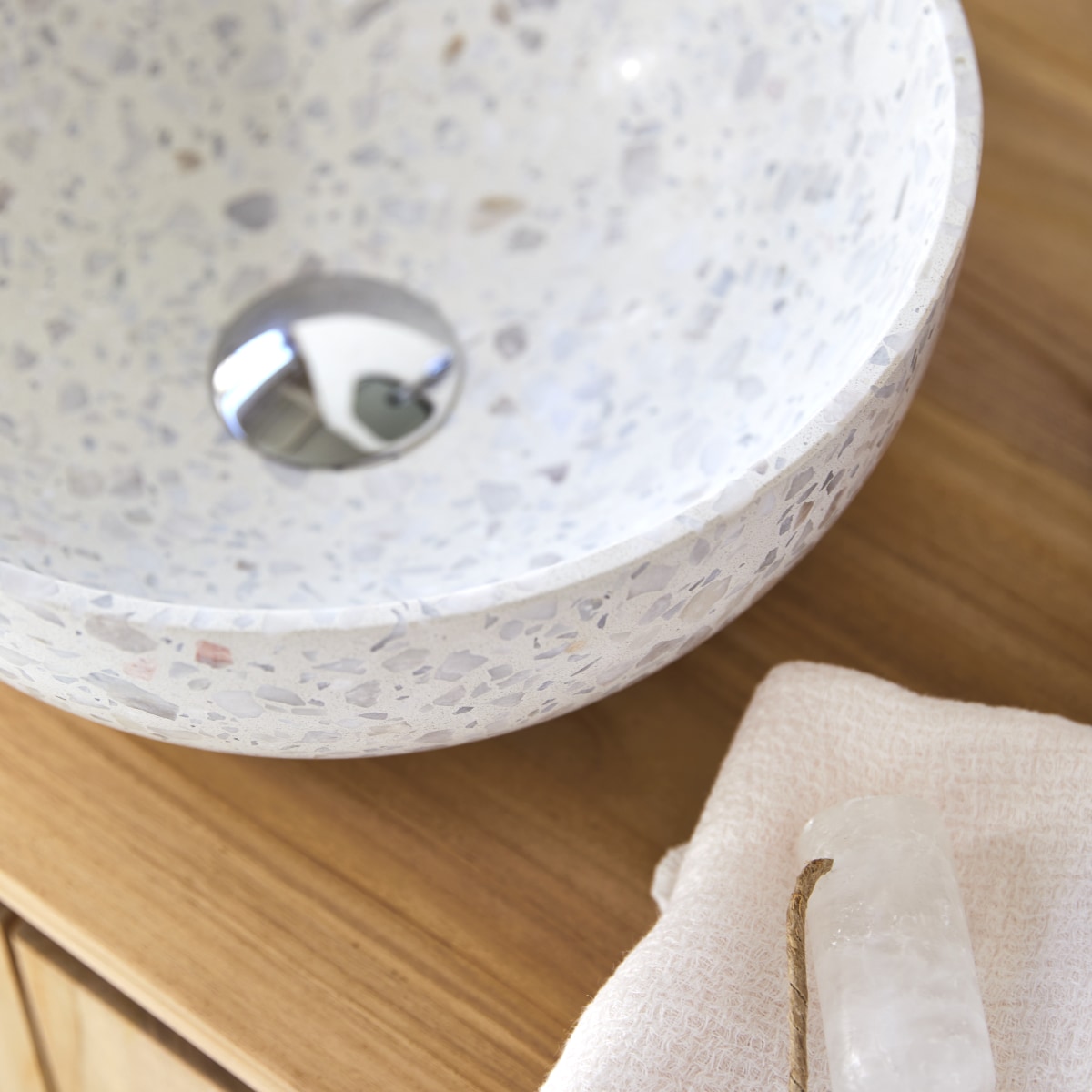 Elea - Rundes Waschbecken aus Premium-Terrazzo in Moon ∅ 32 cm