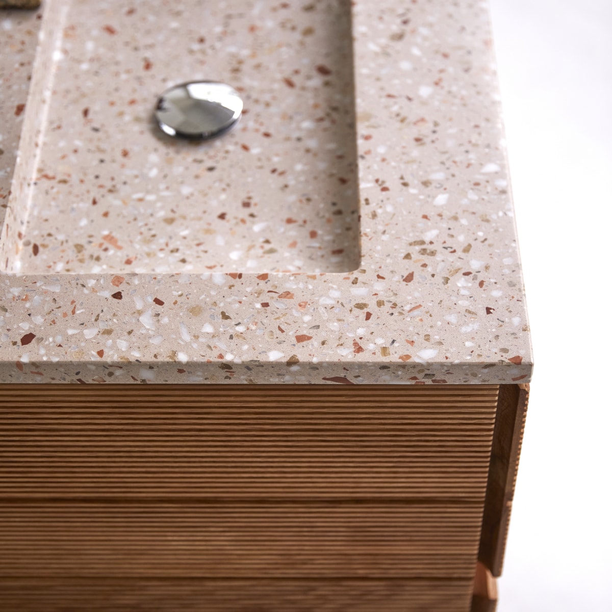Karl - Badmöbel aus massivem Eichenholz und Premium-Terrazzo Pink 60 cm