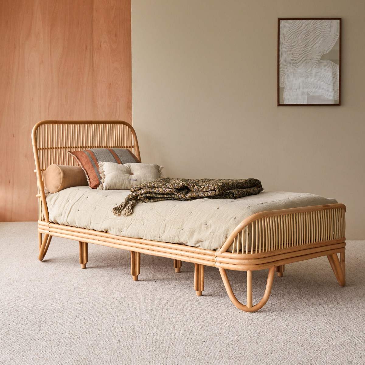 Simone - Rattanbett mit Lattenrost 90 x 200 cm