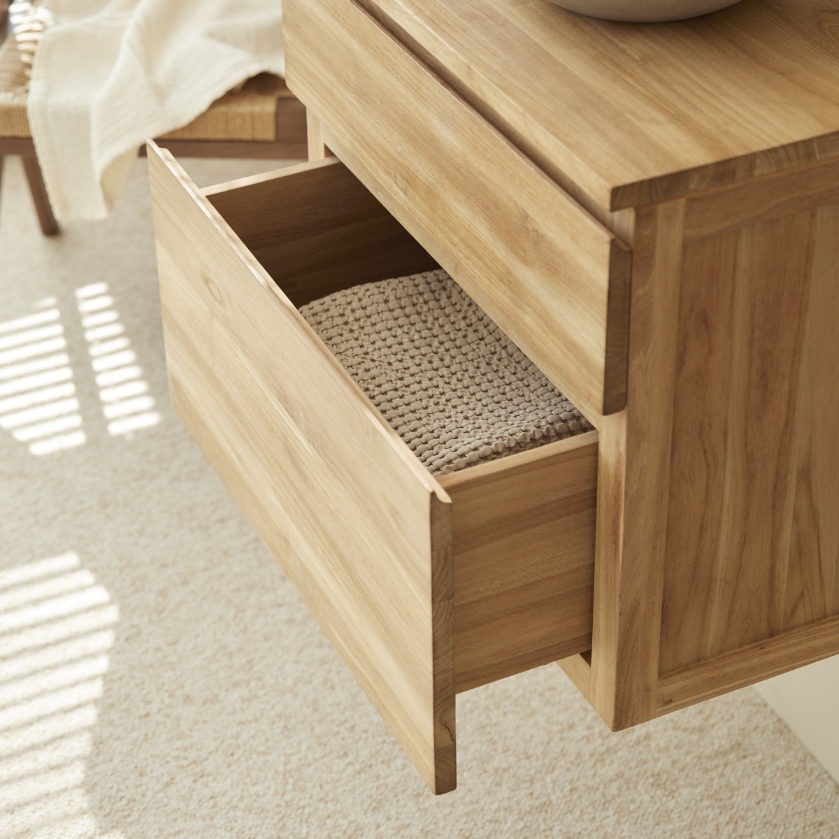 Jacob - Waschtischunterschrank aus massivem Teakholz 60 cm