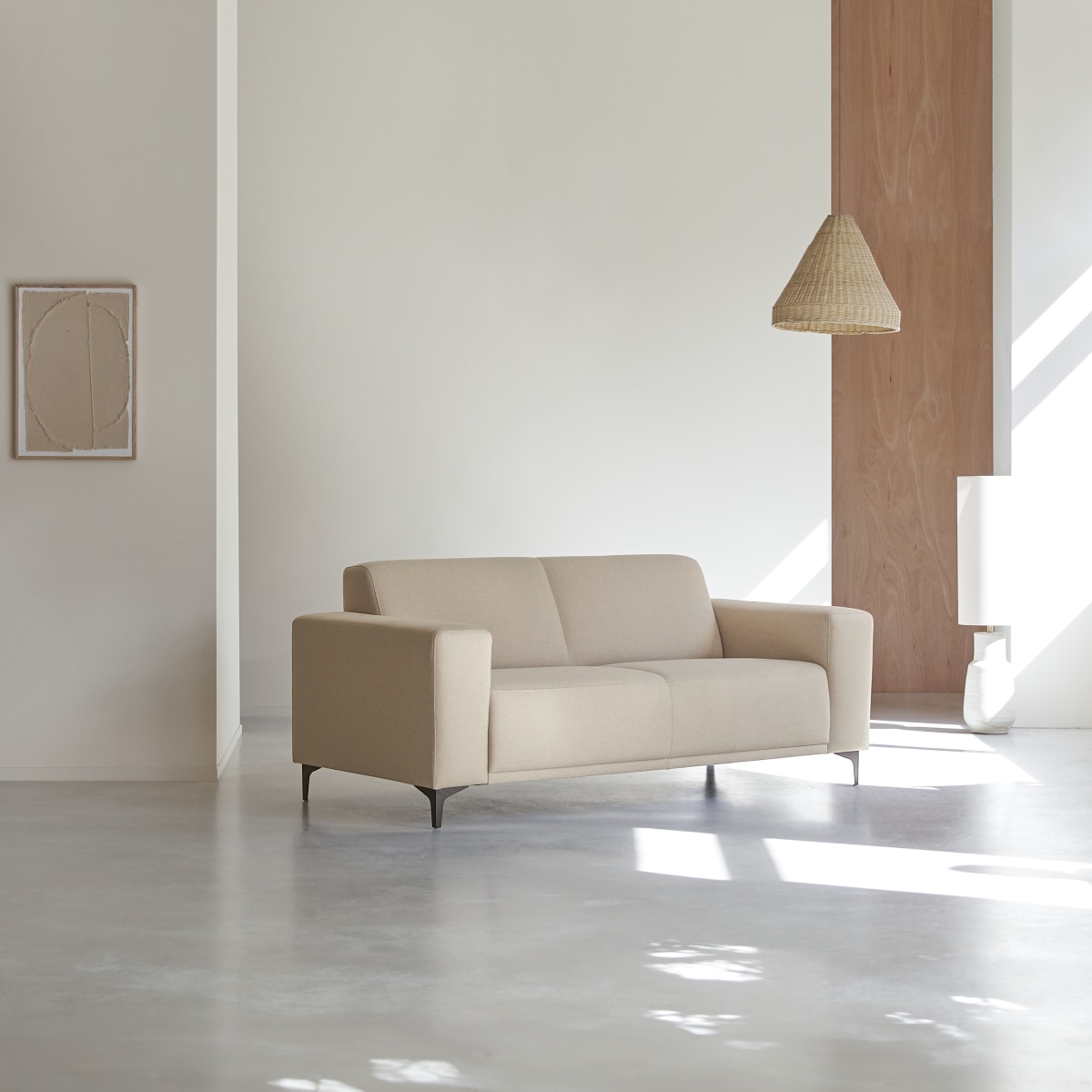 Lars - 2,5-Sitzer-Sofa mit ecrufarbenem Stoffbezug