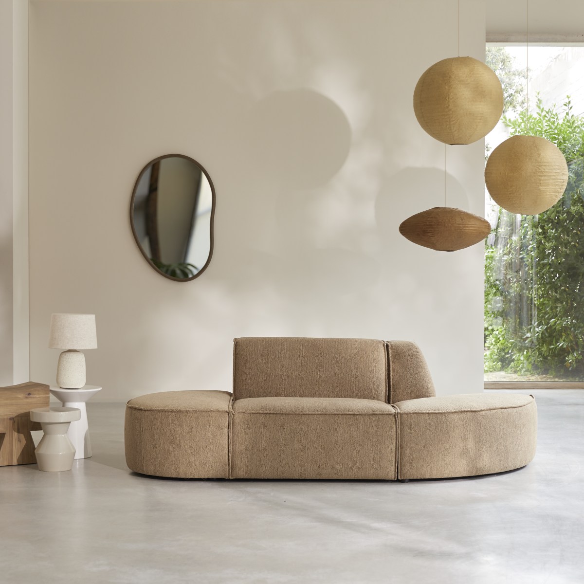 Dario - Modularer 2-Sitzer-Sofa aus camelfarbenem Stoff
