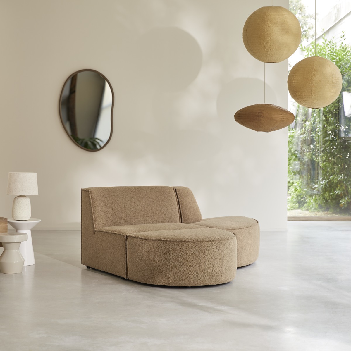 Dario - Modularer 2-Sitzer-Sofa aus camelfarbenem Stoff