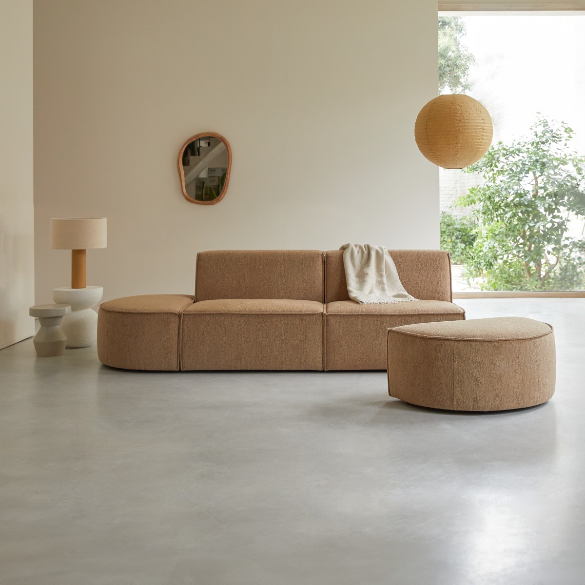 Dario - Modulares 2-Sitzer-Sofa aus camelfarbenem Stoff