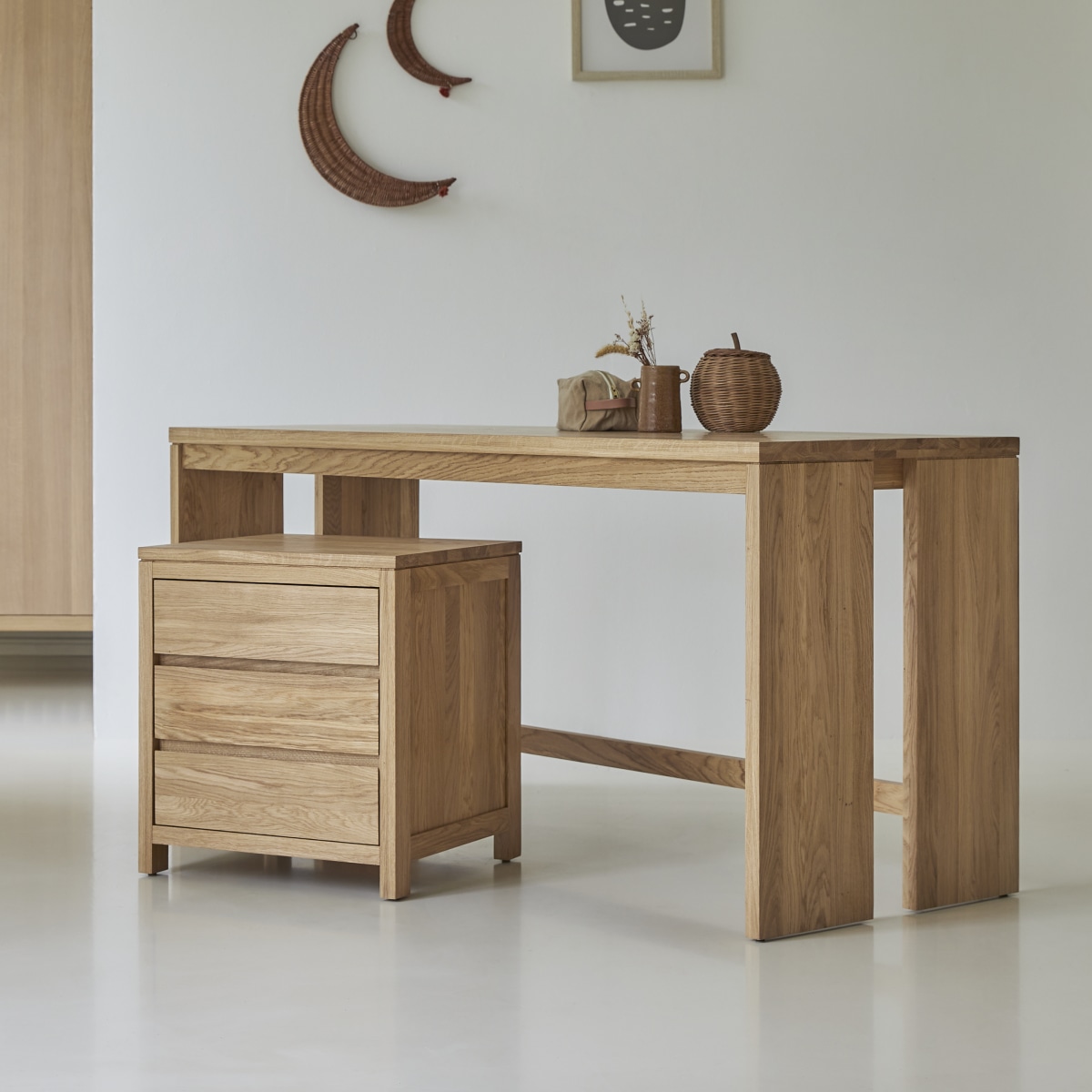 Eden - Kinderschreibtisch aus massivem Eichenholz 160 cm