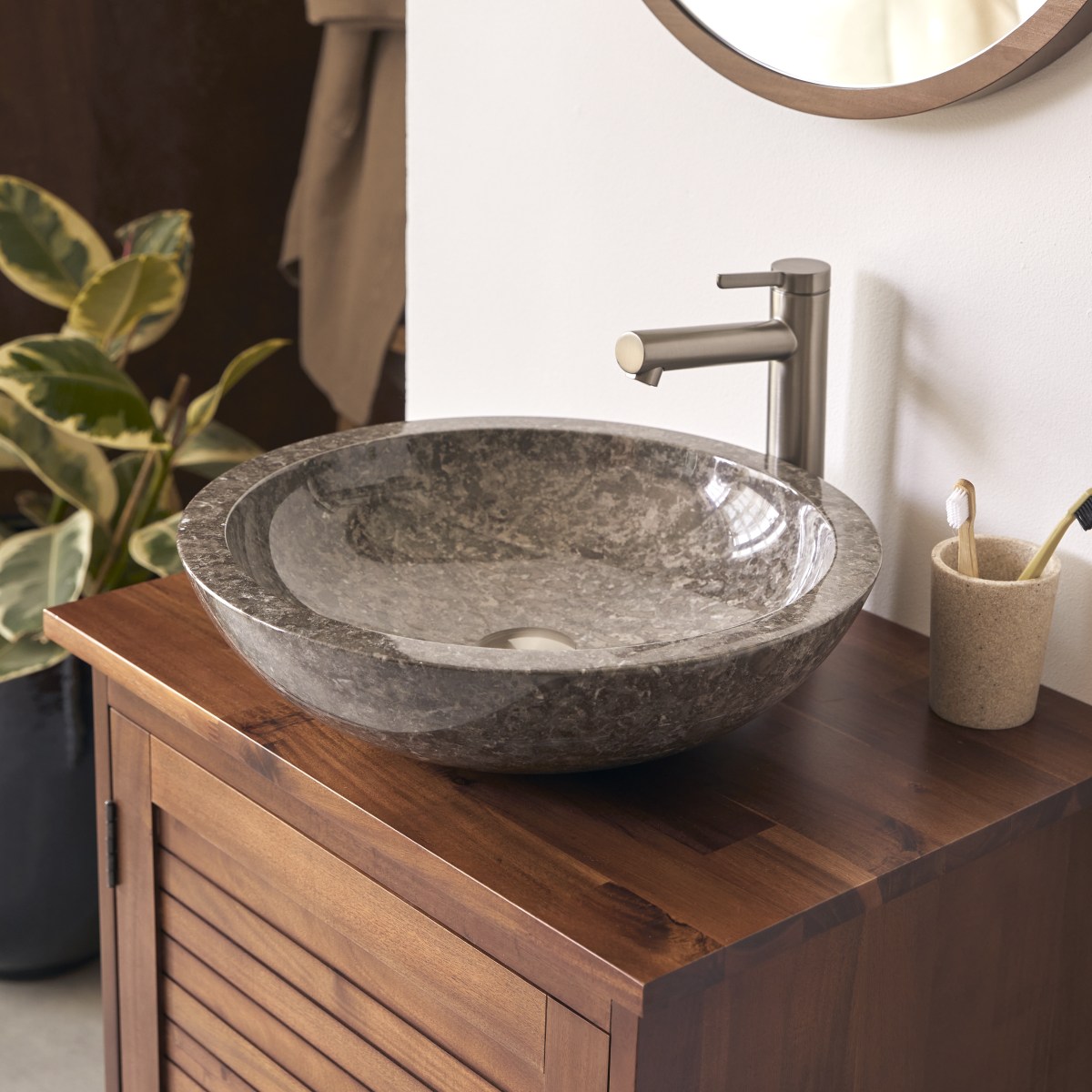Calypso - Grey marble basin ∅ 43 cm