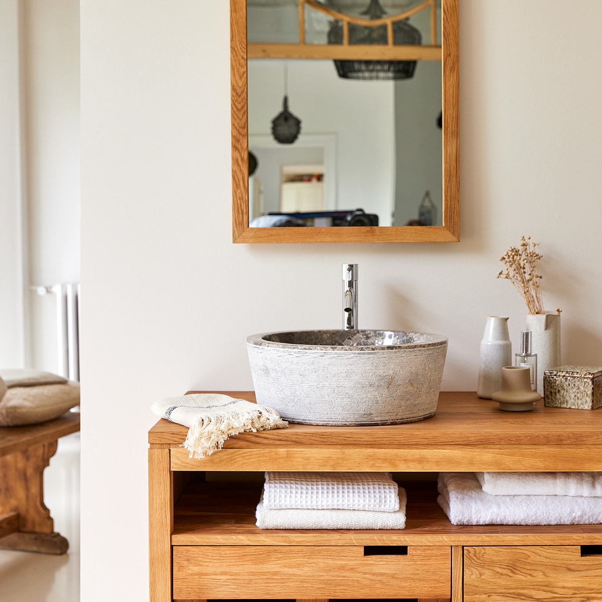 Exo Stri - Waschbecken aus Marmor grey ∅ 40 cm